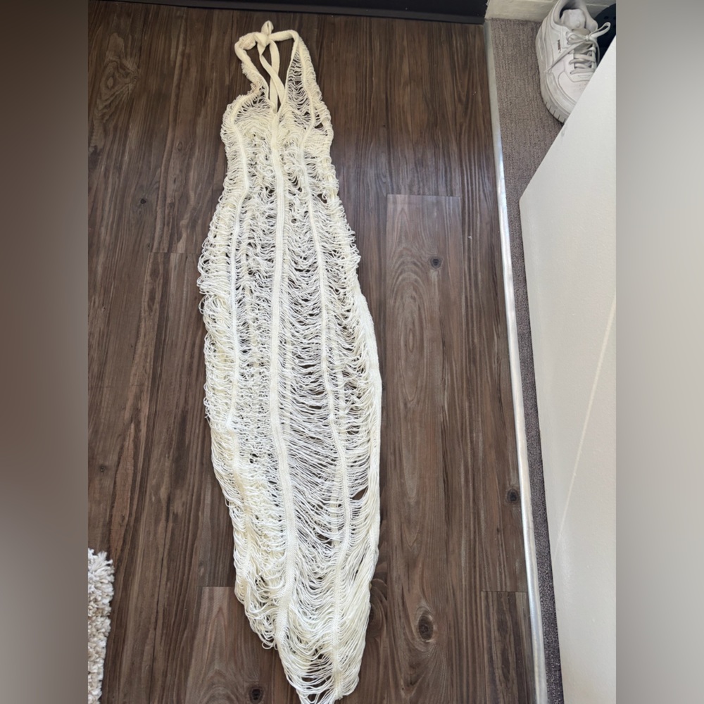 Elegant White Fringe Cover-up.